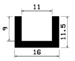TU1- 0596 1B= 100 m - rubber profiles - U shape profiles TU1- 0596 1B= 100 m - rubber profiles - U shape profiles