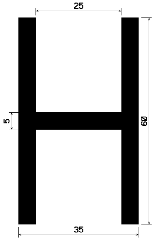 H 0875 - EPDM profiles - H-profiles H 0875 - EPDM profiles - H-profiles