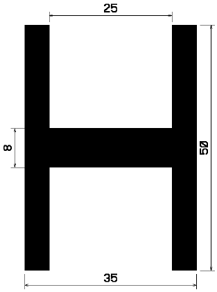 H 0923 - EPDM profiles - H-profiles H 0923 - EPDM profiles - H-profiles