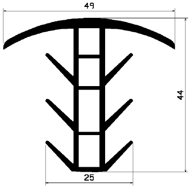 FA 0636 1B= 25 m - rubber profiles - Cover and T-profiles FA 0636 1B= 25 m - rubber profiles - Cover and T-profiles