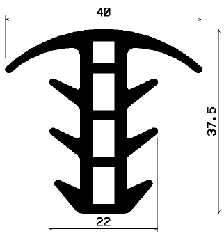 FA 1479 1B= 22 m - rubber profile under 100 m - Cover and T-profiles FA 1479 1B= 22 m - rubber profile under 100 m - Cover and T-profiles