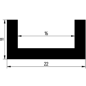 TU1 - G043 22×11 mm - rubber profiles - U shape profiles TU1 - G043 22×11 mm - rubber profiles - U shape profiles