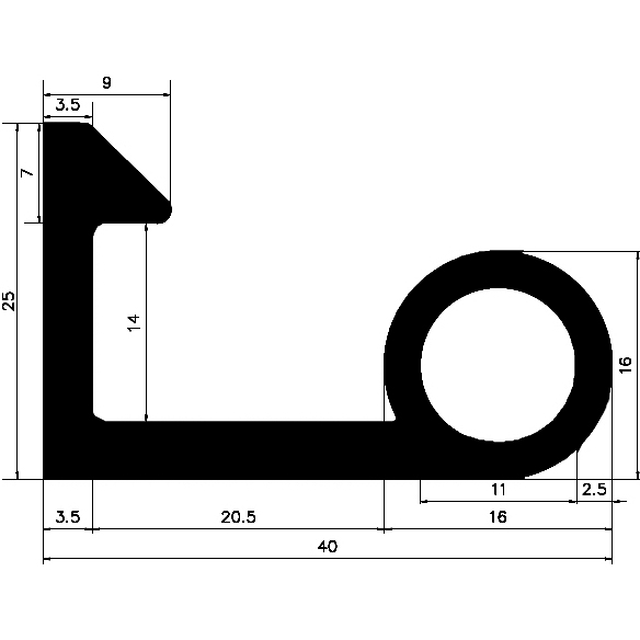 FN - G060 - EPDM profiles - Flag or 'P' profiles FN - G060 - EPDM profiles - Flag or 'P' profiles