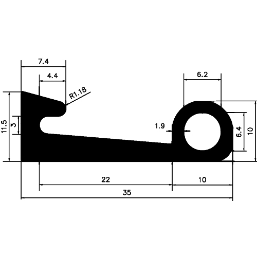 FN - G064 - EPDM profiles - Flag or 'P' profiles FN - G064 - EPDM profiles - Flag or 'P' profiles