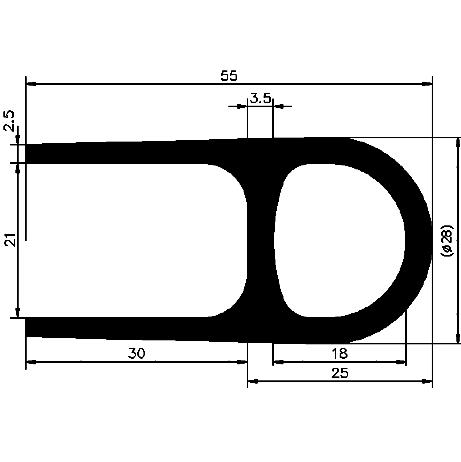 RT - G083 55×28 mm - EPDM rubber profiles - Sliding door – finger-guard profiles RT - G083 55×28 mm - EPDM rubber profiles - Sliding door – finger-guard profiles