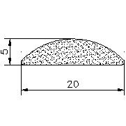 MZS - G180 20×5 mm - EPDM sponge profiles - Semi-circle, D-profiles MZS - G180 20×5 mm - EPDM sponge profiles - Semi-circle, D-profiles