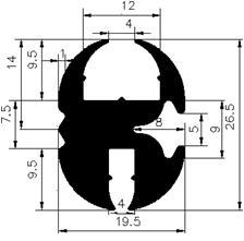 KL - G239 26,5×19,5 mm - stabilizing EPDM profiles - Stabilizing and stretcher profiles KL - G239 26,5×19,5 mm - stabilizing EPDM profiles - Stabilizing and stretcher profiles