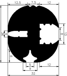KL - G240 36×32 mm - stabilizing EPDM profiles - Stabilizing and stretcher profiles KL - G240 36×32 mm - stabilizing EPDM profiles - Stabilizing and stretcher profiles