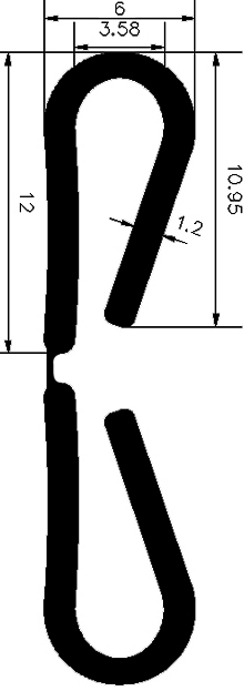 TU1 - G245 12×6 mm - rubber profiles - U shape profiles TU1 - G245 12×6 mm - rubber profiles - U shape profiles