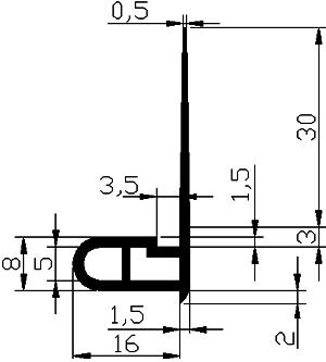 FN - G433 - EPDM profiles - Flag or 'P' profiles FN - G433 - EPDM profiles - Flag or 'P' profiles