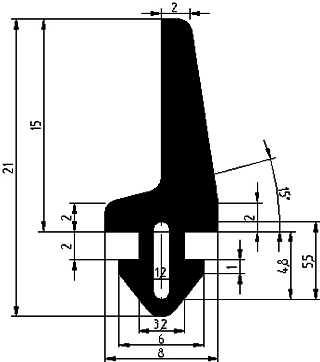 Z1 - G470 8×21 mm - rubber profile - Door-frame profiles Z1 - G470 8×21 mm - rubber profile - Door-frame profiles