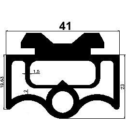 RT - G551 41×23 mm - EPDM rubber profiles - Sliding door – finger-guard profiles RT - G551 41×23 mm - EPDM rubber profiles - Sliding door – finger-guard profiles