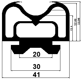 RT - G552 41×24 mm - EPDM rubber profiles - Sliding door – finger-guard profiles RT - G552 41×24 mm - EPDM rubber profiles - Sliding door – finger-guard profiles