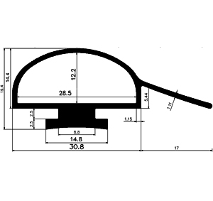 RT - G563 47,8×19,5 mm - EPDM rubber profiles - Sliding door – finger-guard profiles RT - G563 47,8×19,5 mm - EPDM rubber profiles - Sliding door – finger-guard profiles