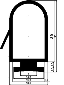 RT - G564 - EPDM rubber profiles - Sliding door – finger-guard profiles RT - G564 - EPDM rubber profiles - Sliding door – finger-guard profiles