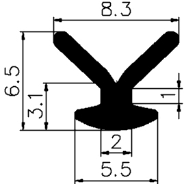 Z1 - G590 6,5×5,5 mm - rubber profile - Door-frame profiles Z1 - G590 6,5×5,5 mm - rubber profile - Door-frame profiles
