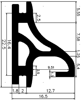 Z1 - G689 22,5×16,5 mm - rubber profile - Door-frame profiles Z1 - G689 22,5×16,5 mm - rubber profile - Door-frame profiles