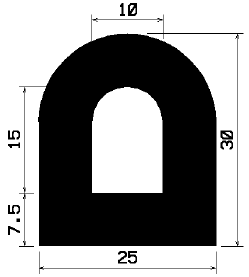 HR - 1374 25×30 mm - EPDM rubber profiles - Semi-circle, D-profiles HR - 1374 25×30 mm - EPDM rubber profiles - Semi-circle, D-profiles